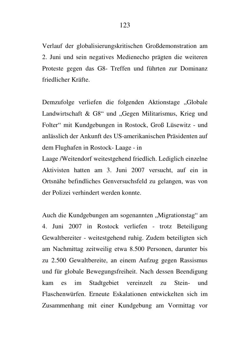 Seite 123 des Verfassungsschutzbericht 2007 Mecklenburg-Vorpommern