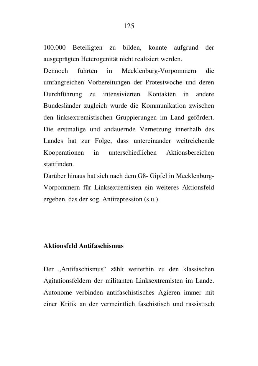 Seite 125 des Verfassungsschutzbericht 2007 Mecklenburg-Vorpommern