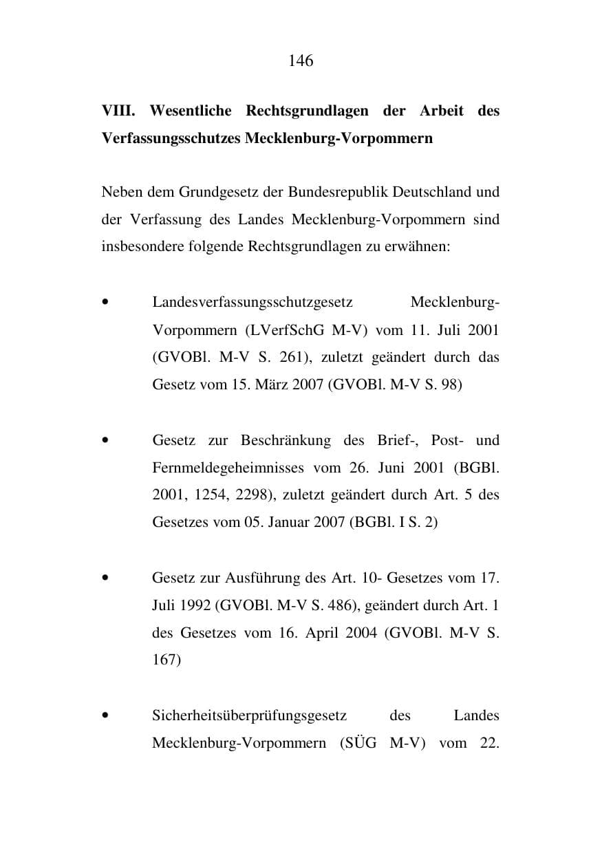 Seite 146 des Verfassungsschutzbericht 2007 Mecklenburg-Vorpommern