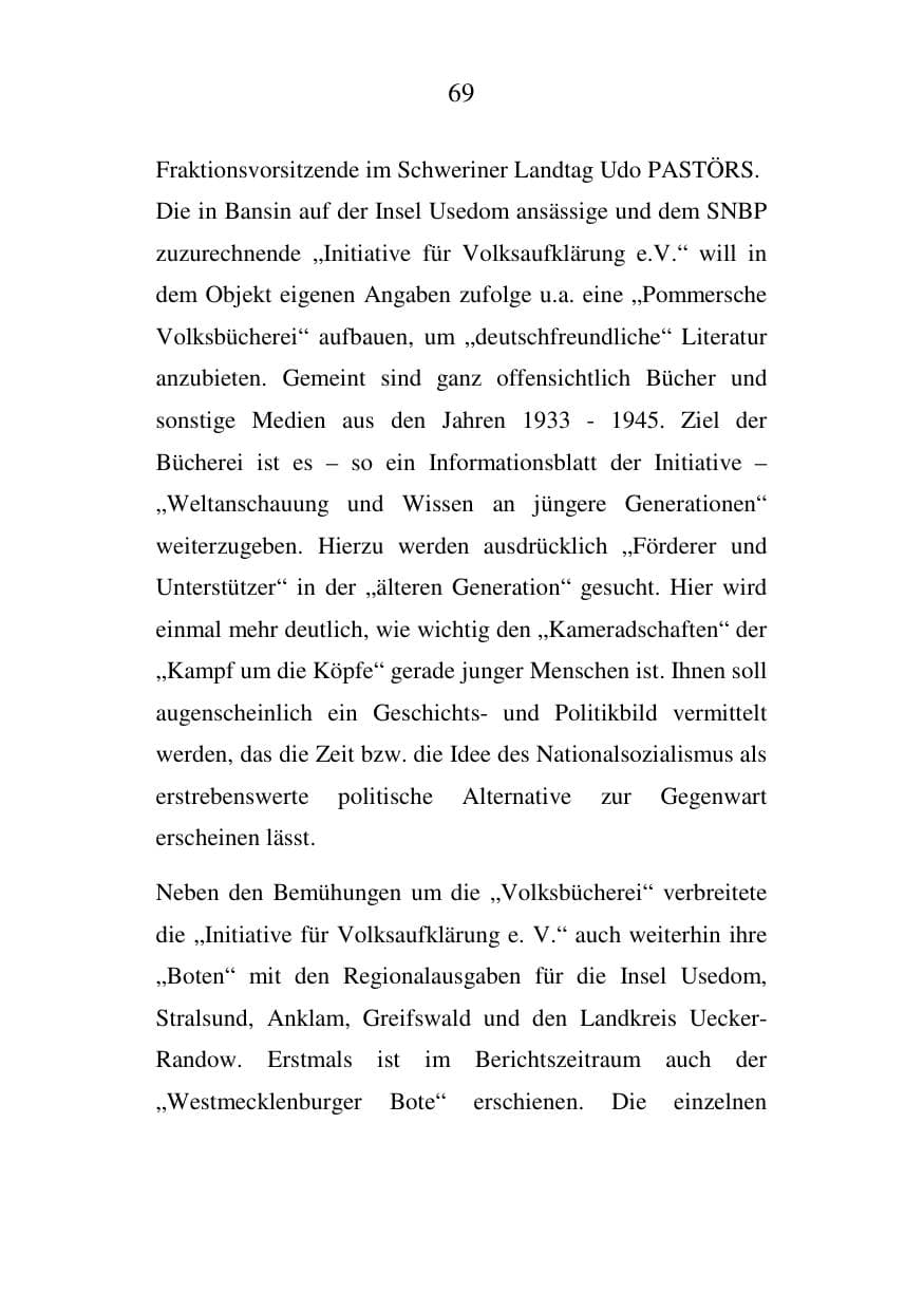 Seite 69 des Verfassungsschutzbericht 2007 Mecklenburg-Vorpommern