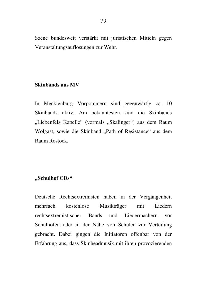 Seite 79 des Verfassungsschutzbericht 2007 Mecklenburg-Vorpommern