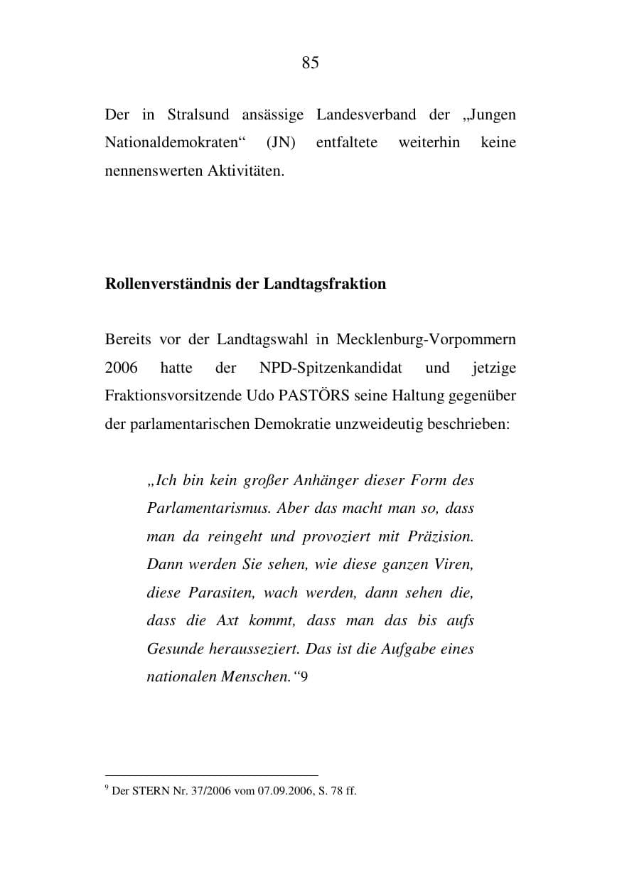 Seite 85 des Verfassungsschutzbericht 2007 Mecklenburg-Vorpommern
