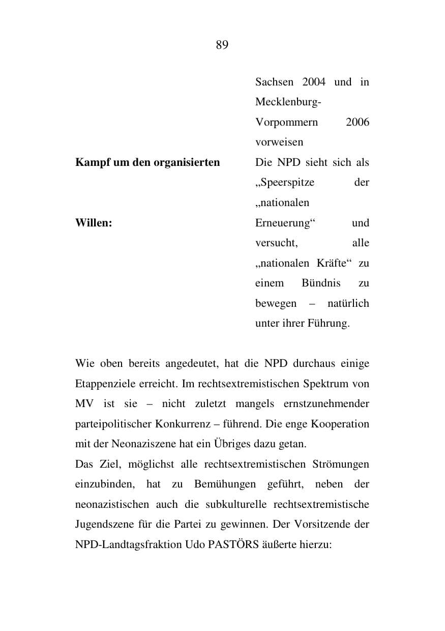Seite 89 des Verfassungsschutzbericht 2007 Mecklenburg-Vorpommern