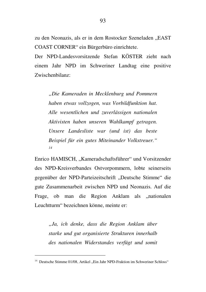 Seite 93 des Verfassungsschutzbericht 2007 Mecklenburg-Vorpommern