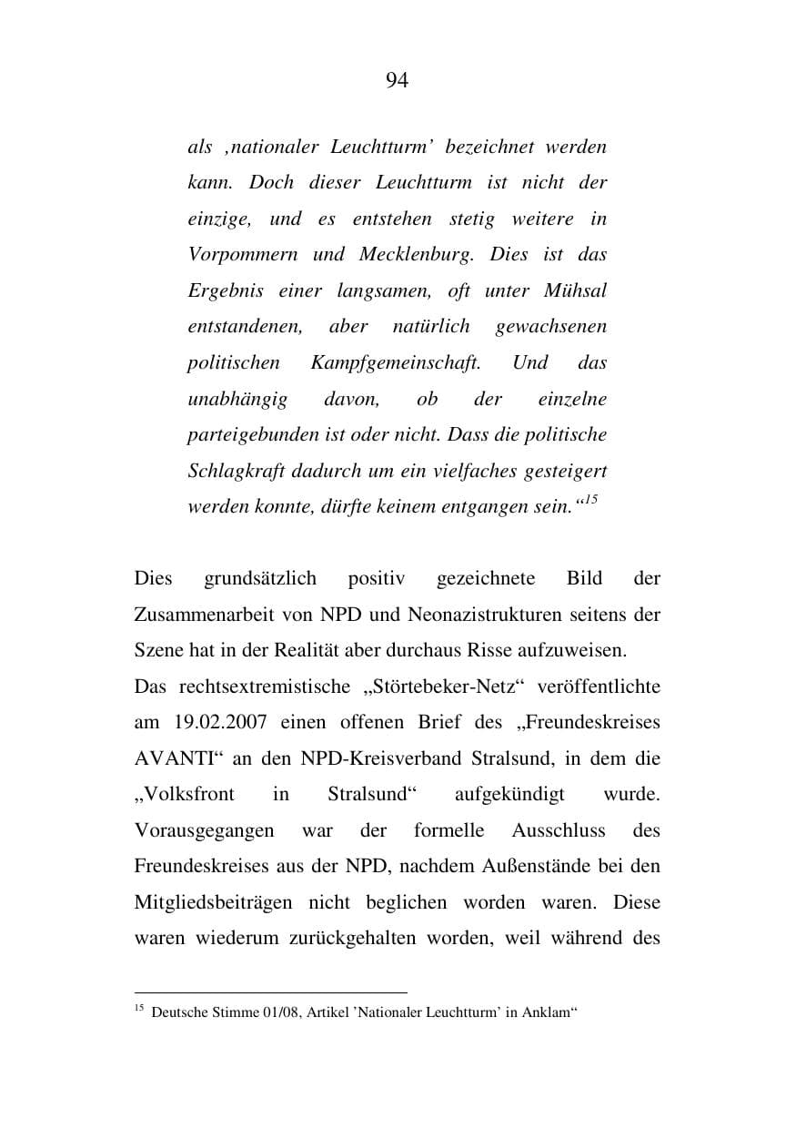 Seite 94 des Verfassungsschutzbericht 2007 Mecklenburg-Vorpommern