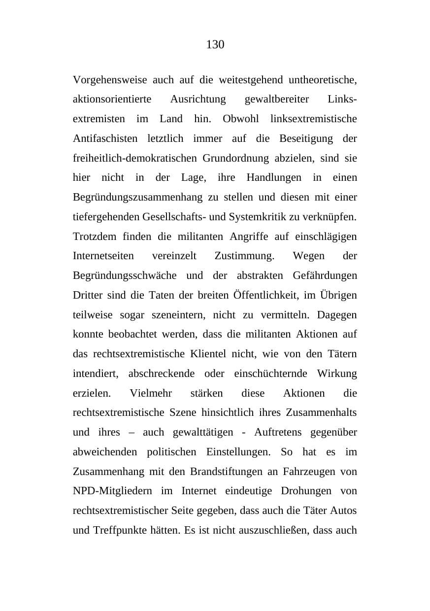 Seite 130 des Verfassungsschutzbericht 2008 Mecklenburg-Vorpommern