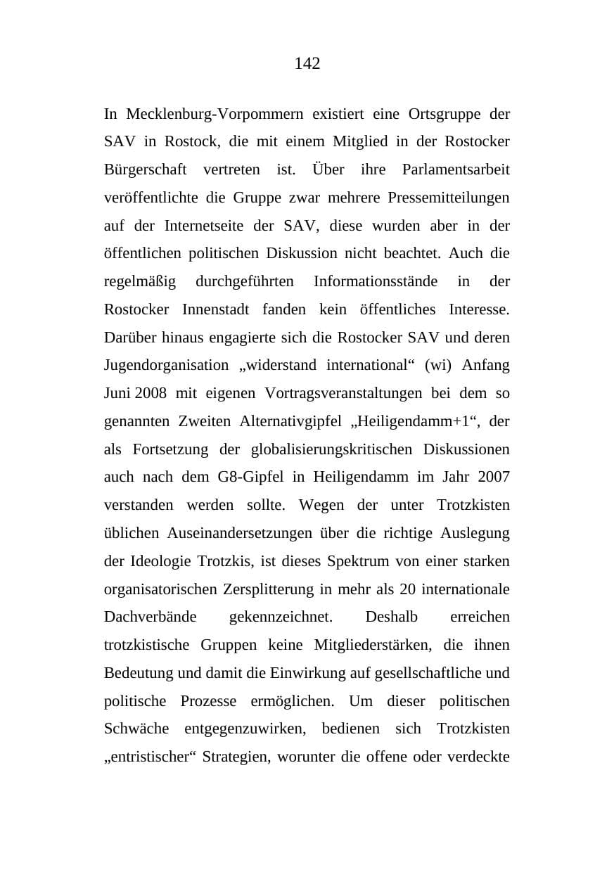 Seite 142 des Verfassungsschutzbericht 2008 Mecklenburg-Vorpommern