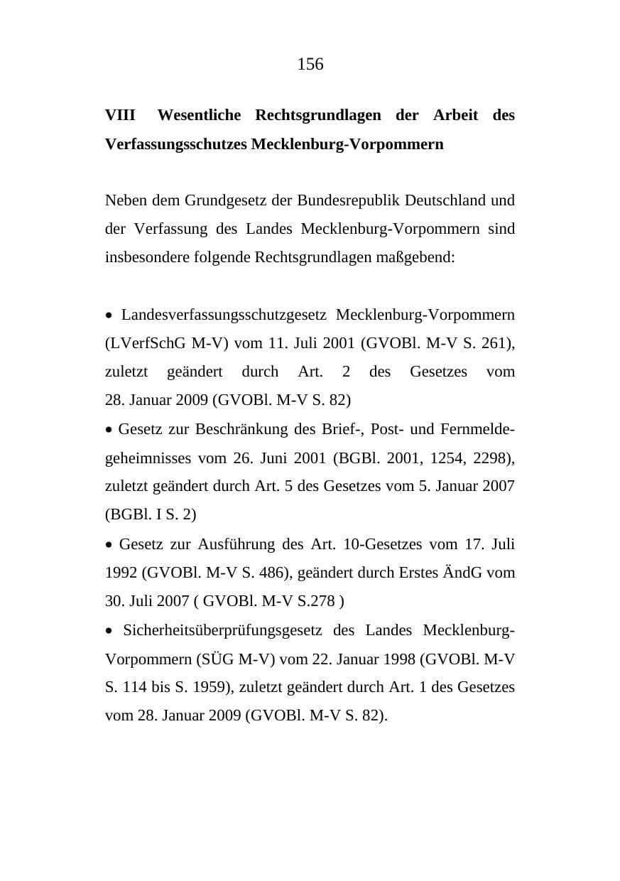 Seite 156 des Verfassungsschutzbericht 2008 Mecklenburg-Vorpommern
