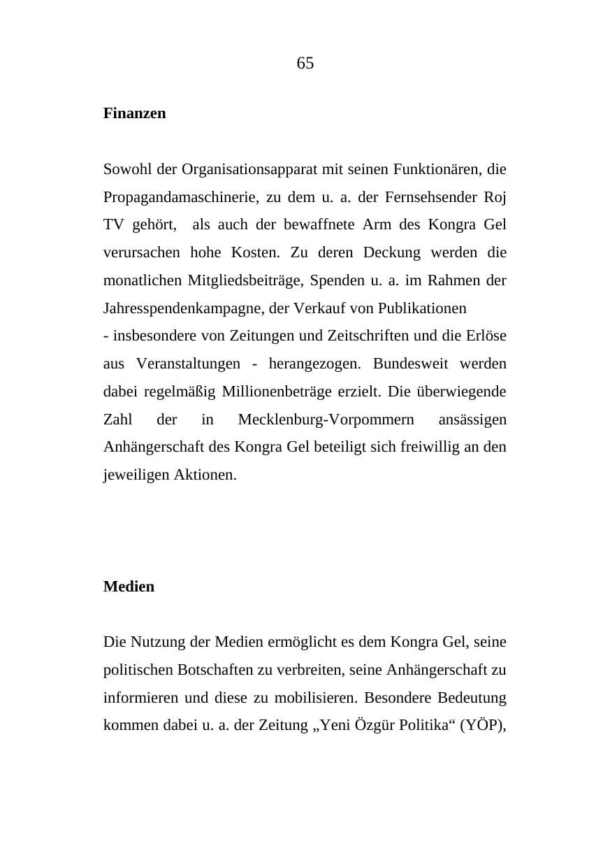 Seite 65 des Verfassungsschutzbericht 2008 Mecklenburg-Vorpommern