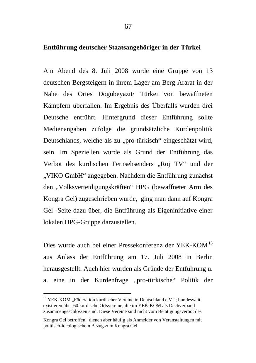 Seite 67 des Verfassungsschutzbericht 2008 Mecklenburg-Vorpommern