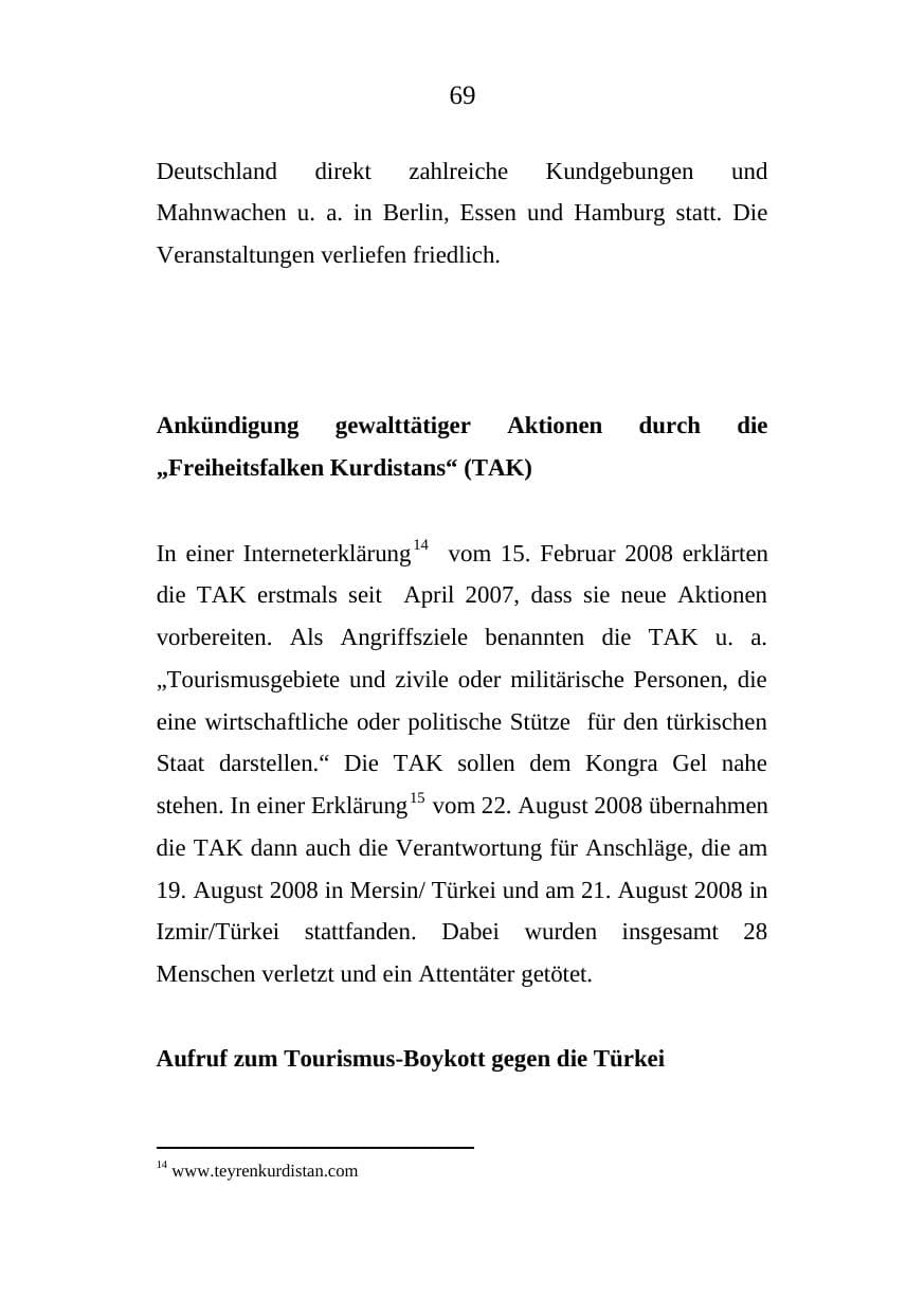 Seite 69 des Verfassungsschutzbericht 2008 Mecklenburg-Vorpommern
