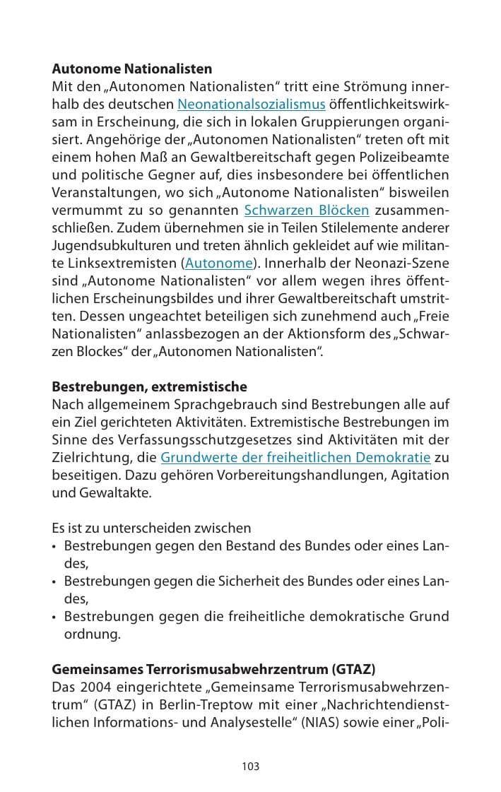 Seite 104 des Verfassungsschutzbericht 2009 Mecklenburg-Vorpommern