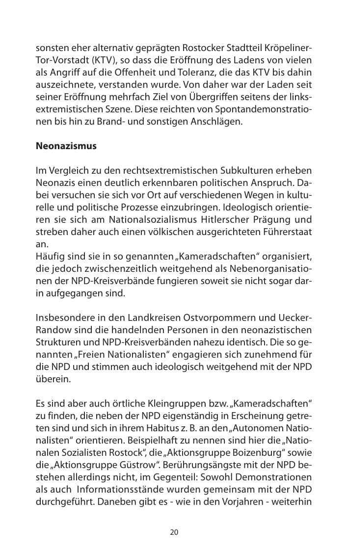 Seite 21 des Verfassungsschutzbericht 2009 Mecklenburg-Vorpommern