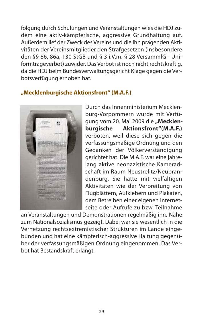 Seite 30 des Verfassungsschutzbericht 2009 Mecklenburg-Vorpommern