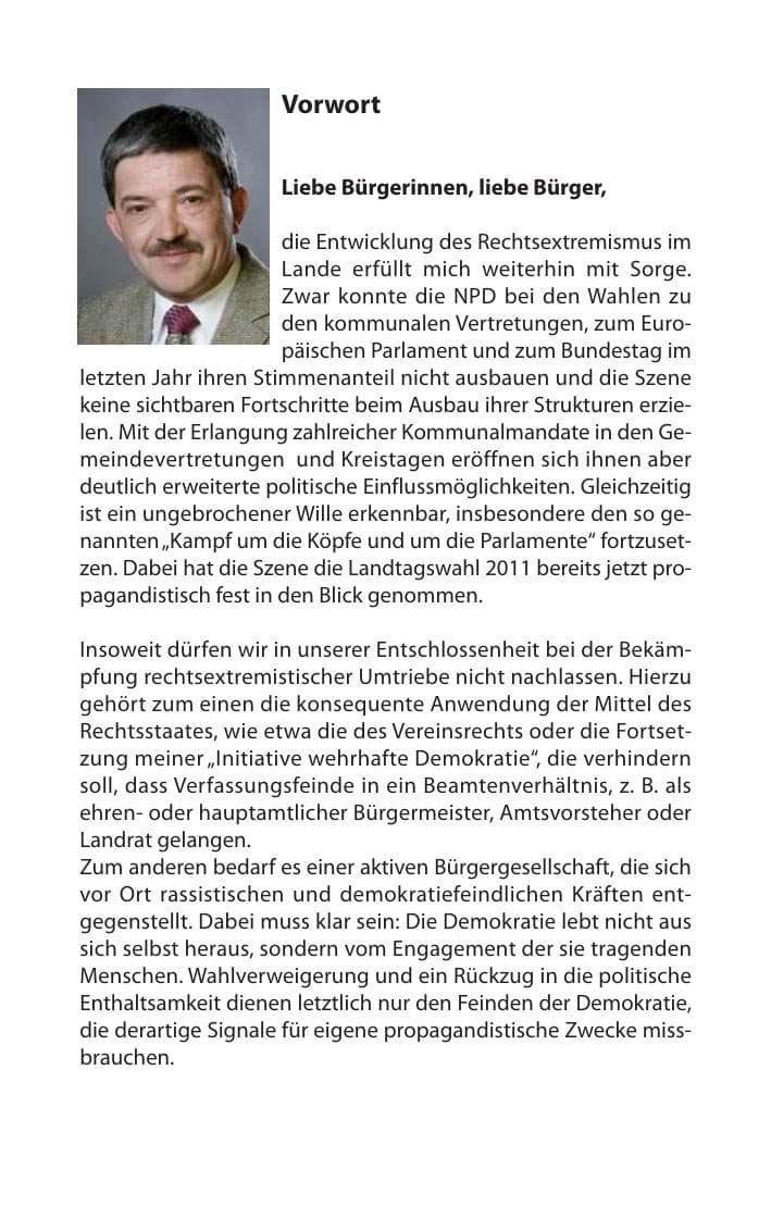 Seite 4 des Verfassungsschutzbericht 2009 Mecklenburg-Vorpommern
