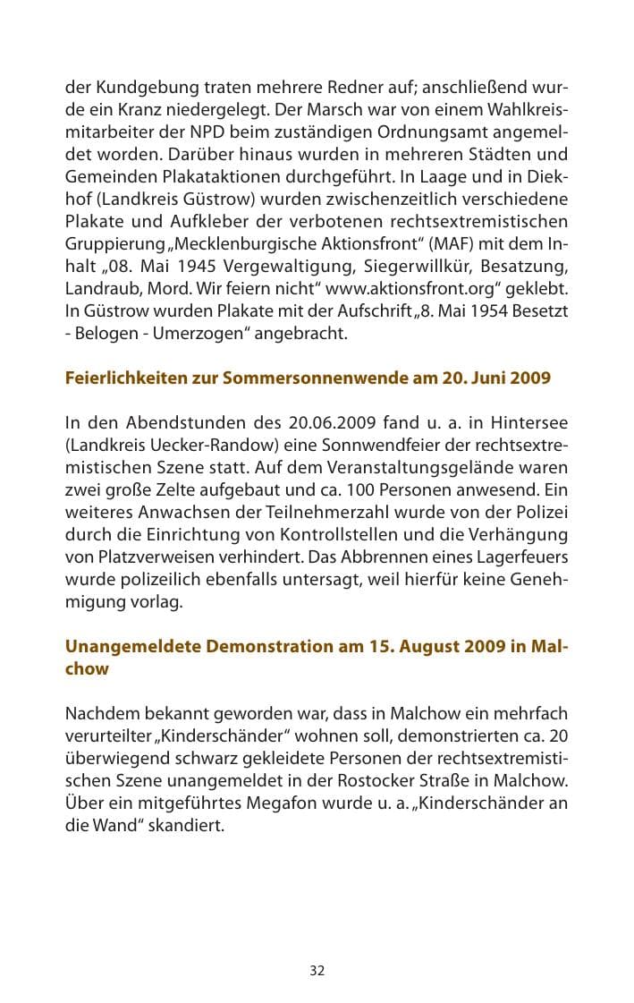 Seite 33 des Verfassungsschutzbericht 2009 Mecklenburg-Vorpommern