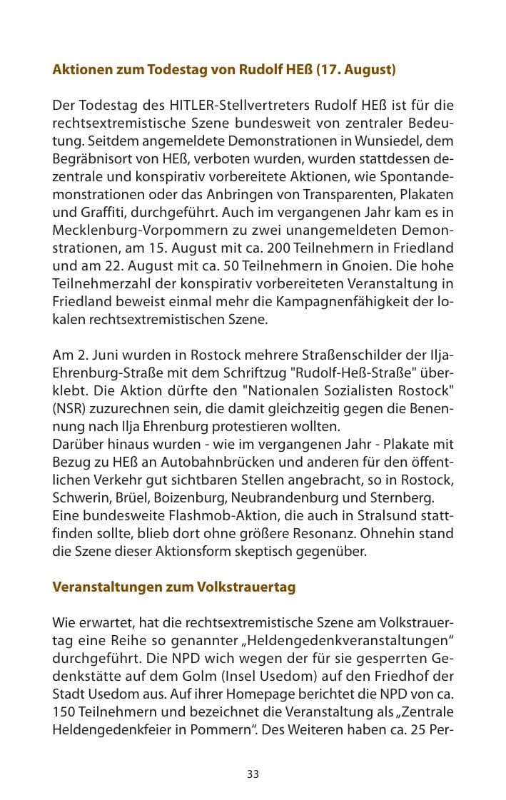 Seite 34 des Verfassungsschutzbericht 2009 Mecklenburg-Vorpommern