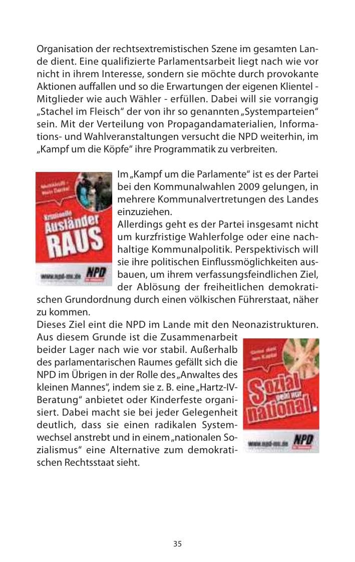 Seite 36 des Verfassungsschutzbericht 2009 Mecklenburg-Vorpommern