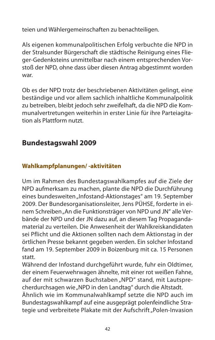 Seite 43 des Verfassungsschutzbericht 2009 Mecklenburg-Vorpommern