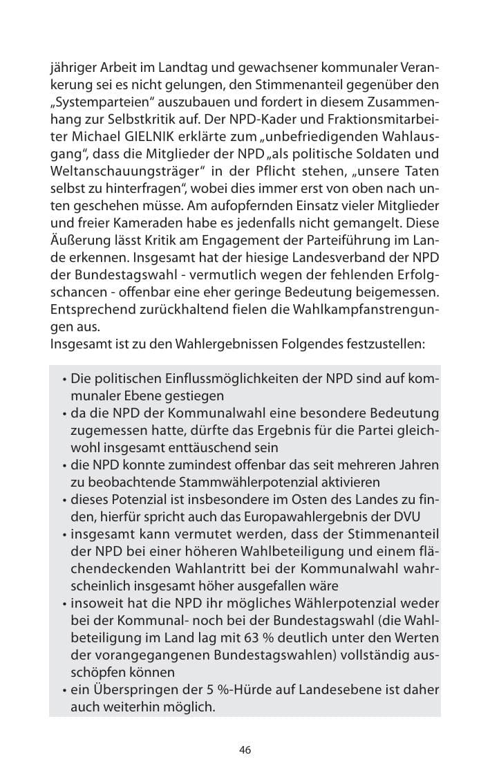 Seite 47 des Verfassungsschutzbericht 2009 Mecklenburg-Vorpommern