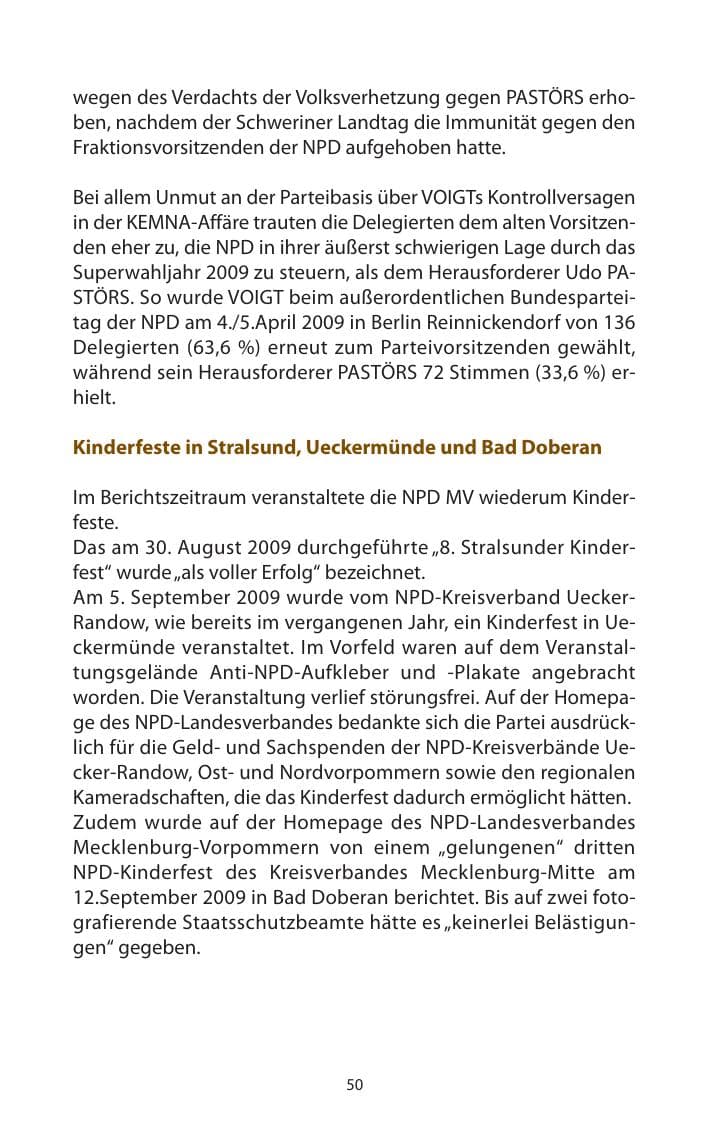 Seite 51 des Verfassungsschutzbericht 2009 Mecklenburg-Vorpommern