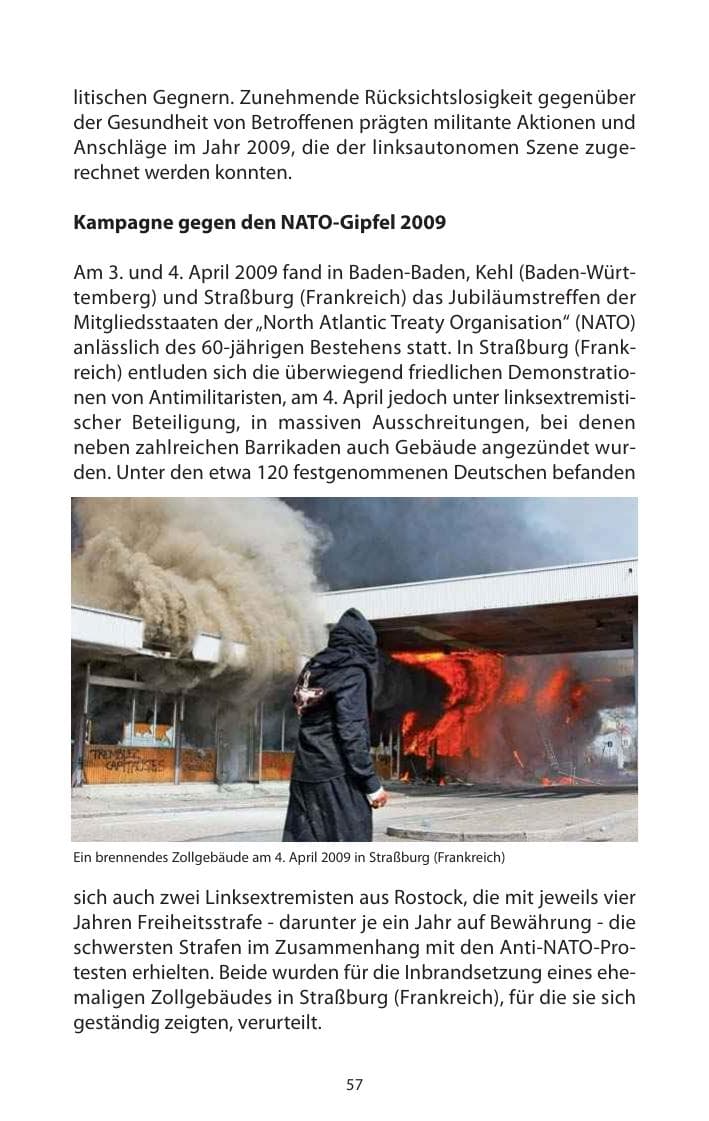 Seite 58 des Verfassungsschutzbericht 2009 Mecklenburg-Vorpommern