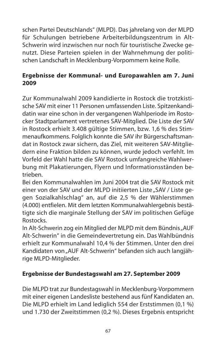 Seite 68 des Verfassungsschutzbericht 2009 Mecklenburg-Vorpommern