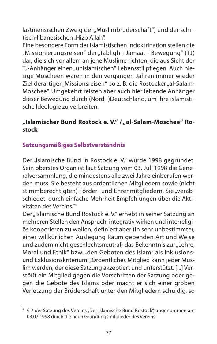 Seite 78 des Verfassungsschutzbericht 2009 Mecklenburg-Vorpommern