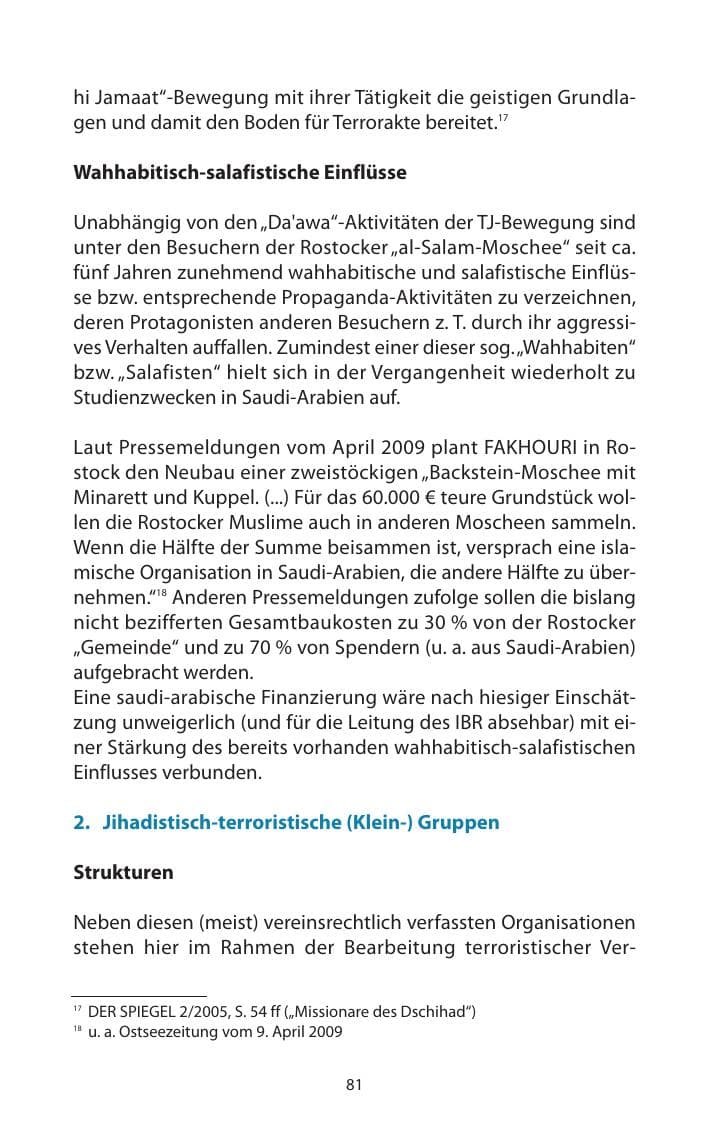 Seite 82 des Verfassungsschutzbericht 2009 Mecklenburg-Vorpommern