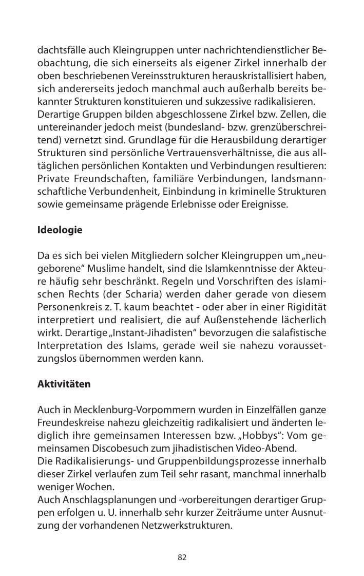 Seite 83 des Verfassungsschutzbericht 2009 Mecklenburg-Vorpommern