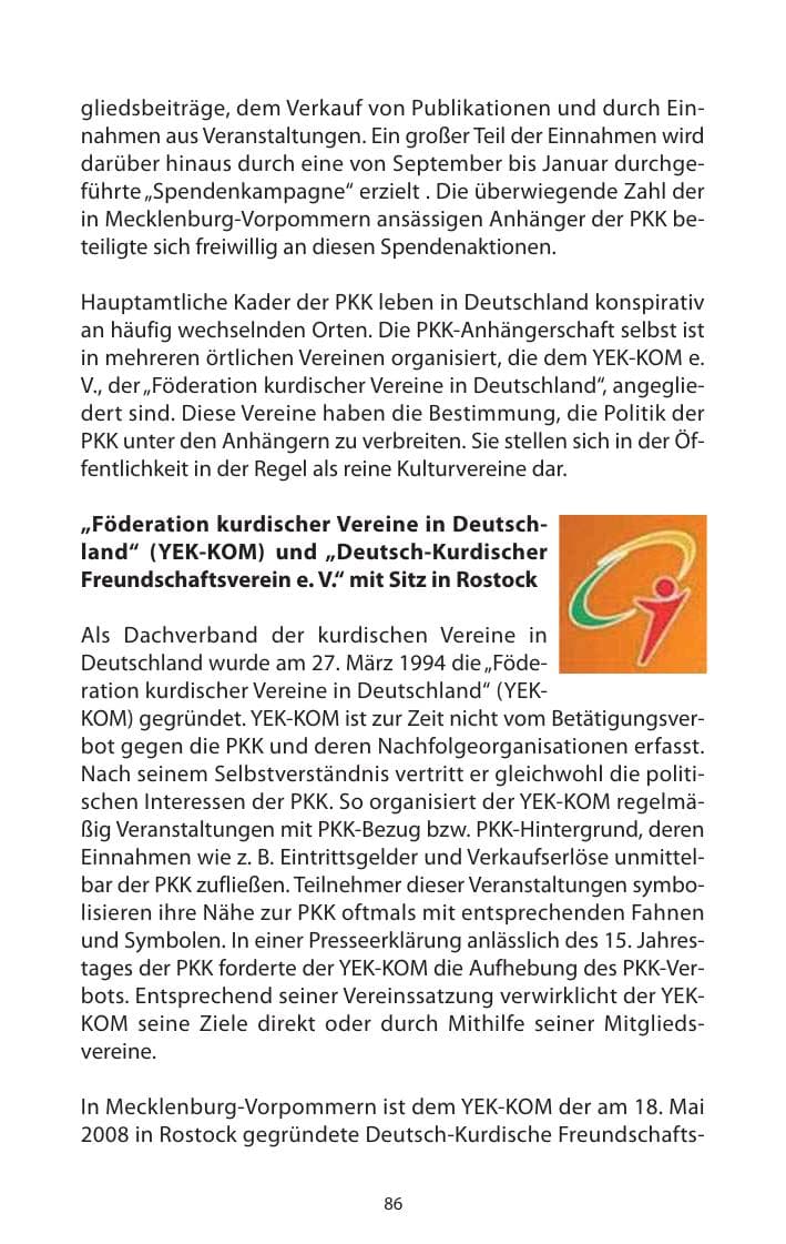 Seite 87 des Verfassungsschutzbericht 2009 Mecklenburg-Vorpommern