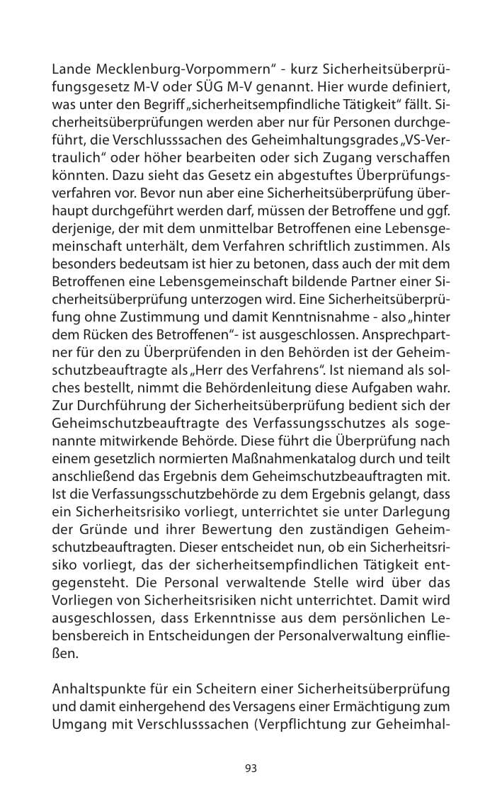Seite 94 des Verfassungsschutzbericht 2009 Mecklenburg-Vorpommern