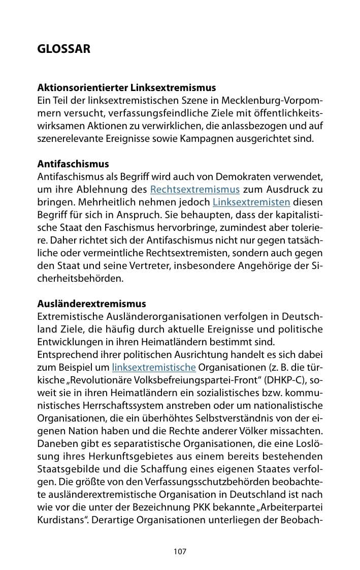 Seite 108 des Verfassungsschutzbericht 2010 Mecklenburg-Vorpommern