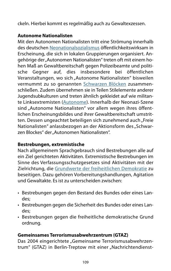 Seite 110 des Verfassungsschutzbericht 2010 Mecklenburg-Vorpommern