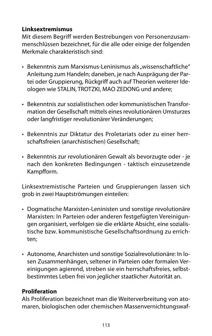 Seite 114 des Verfassungsschutzbericht 2010 Mecklenburg-Vorpommern
