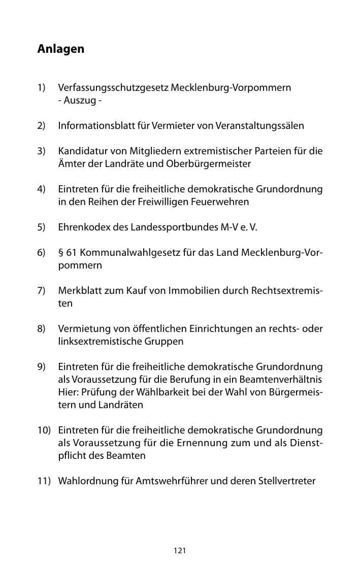 Seite 122 des Verfassungsschutzbericht 2010 Mecklenburg-Vorpommern