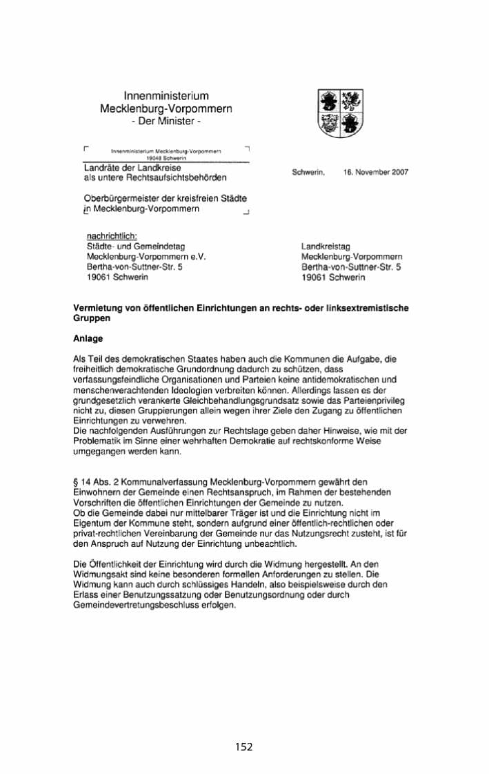 Seite 153 des Verfassungsschutzbericht 2010 Mecklenburg-Vorpommern