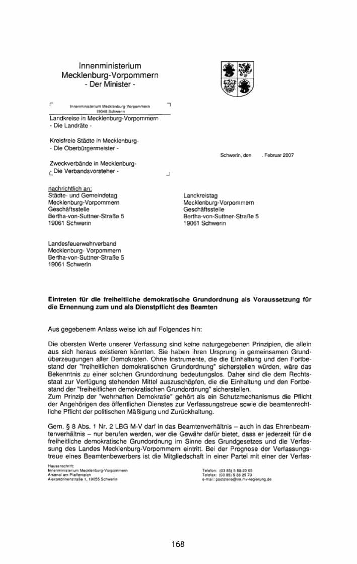 Seite 169 des Verfassungsschutzbericht 2010 Mecklenburg-Vorpommern