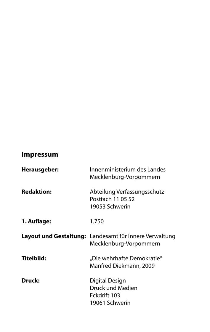 Seite 3 des Verfassungsschutzbericht 2010 Mecklenburg-Vorpommern
