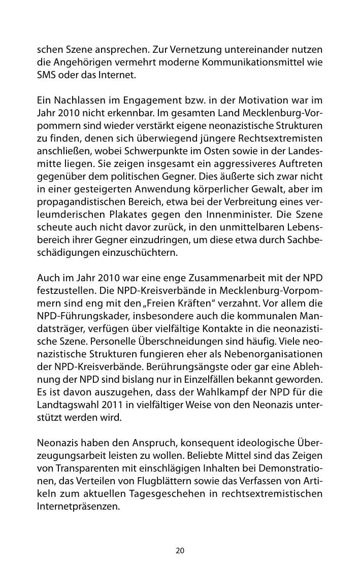 Seite 21 des Verfassungsschutzbericht 2010 Mecklenburg-Vorpommern