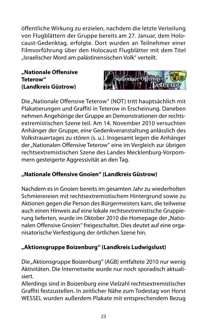 Seite 24 des Verfassungsschutzbericht 2010 Mecklenburg-Vorpommern