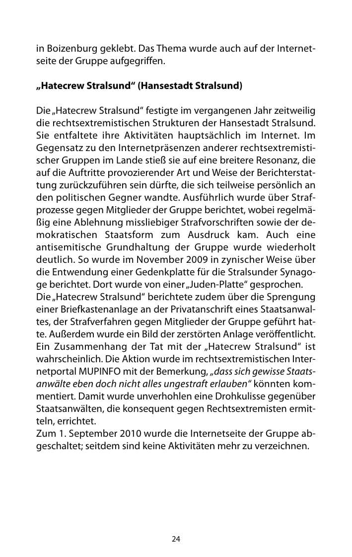 Seite 25 des Verfassungsschutzbericht 2010 Mecklenburg-Vorpommern