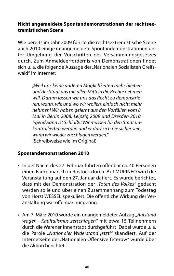 Seite 41 des Verfassungsschutzbericht 2010 Mecklenburg-Vorpommern