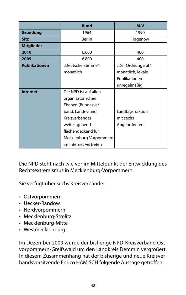 Seite 43 des Verfassungsschutzbericht 2010 Mecklenburg-Vorpommern