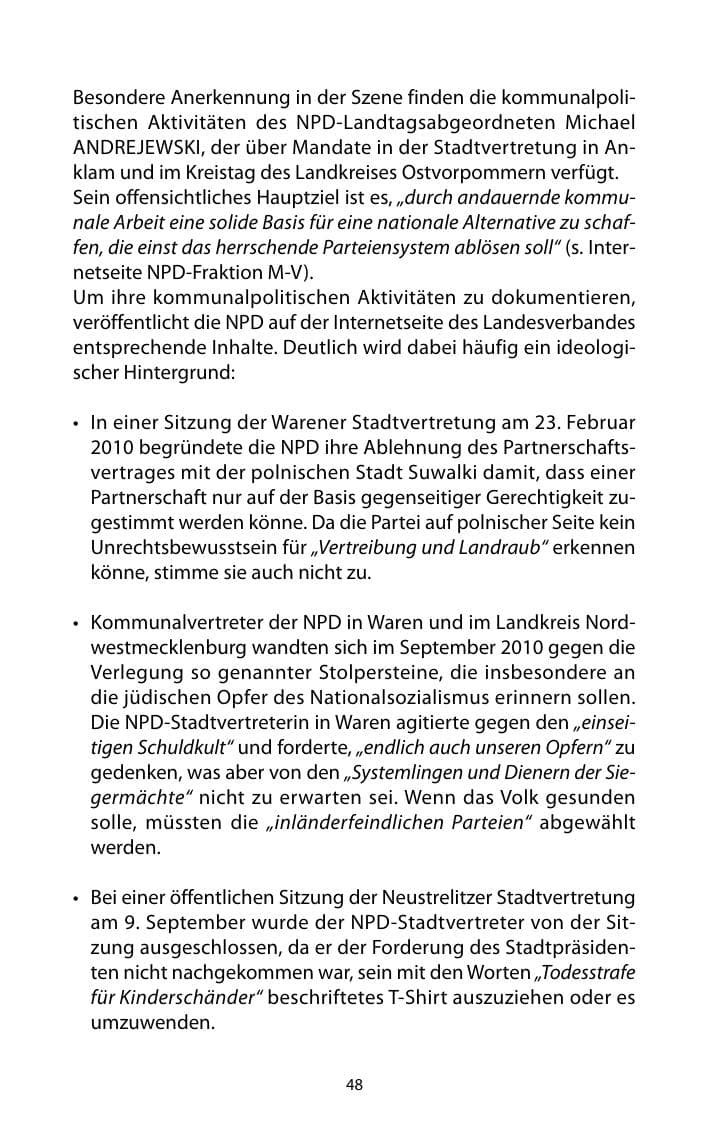 Seite 49 des Verfassungsschutzbericht 2010 Mecklenburg-Vorpommern