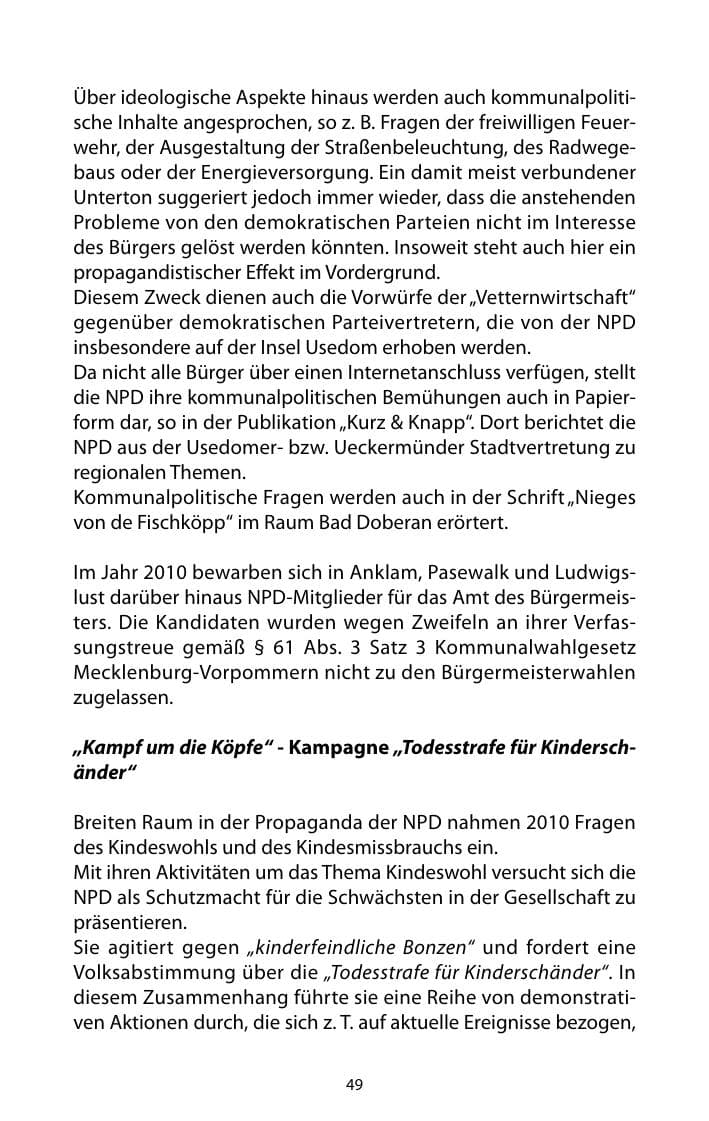 Seite 50 des Verfassungsschutzbericht 2010 Mecklenburg-Vorpommern