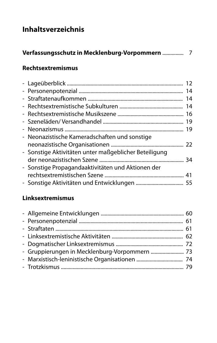 Seite 6 des Verfassungsschutzbericht 2010 Mecklenburg-Vorpommern