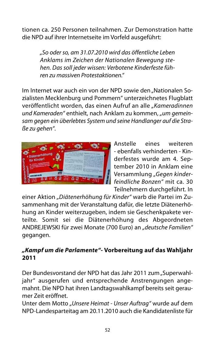 Seite 53 des Verfassungsschutzbericht 2010 Mecklenburg-Vorpommern