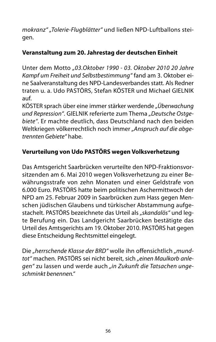 Seite 57 des Verfassungsschutzbericht 2010 Mecklenburg-Vorpommern