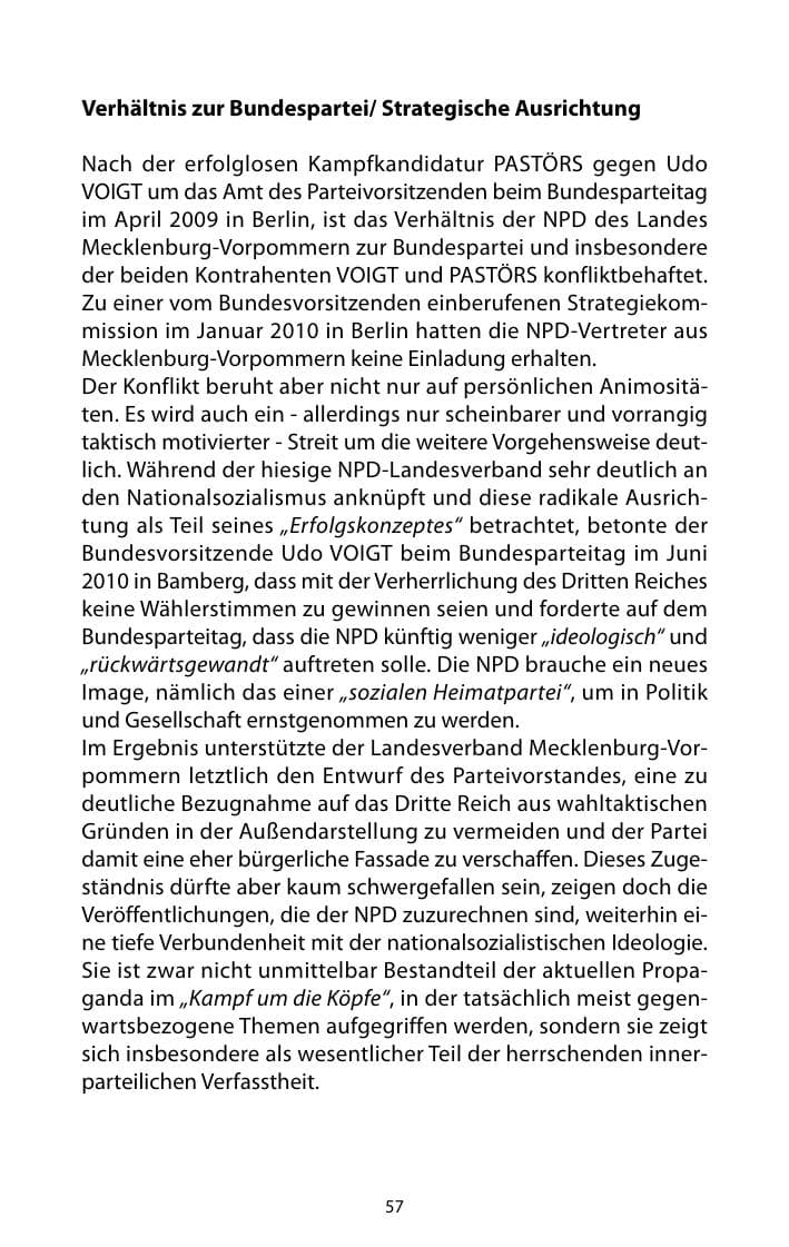 Seite 58 des Verfassungsschutzbericht 2010 Mecklenburg-Vorpommern
